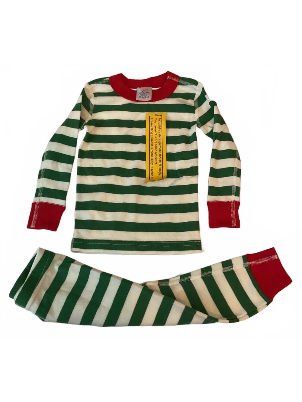NWT Hanna Andersson 2T Christmas Pajamas Green White Stripe Long Johns Holiday